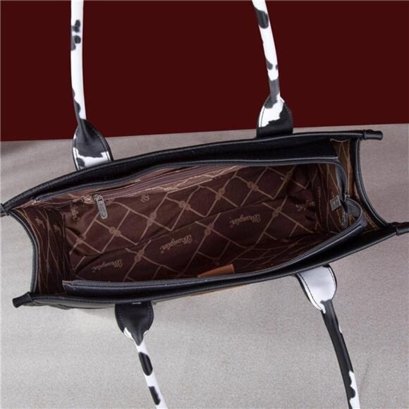 COPY - Western Cow Print Tote Bag: Designer Top Handle Purse for Women - Picture 5 of 7